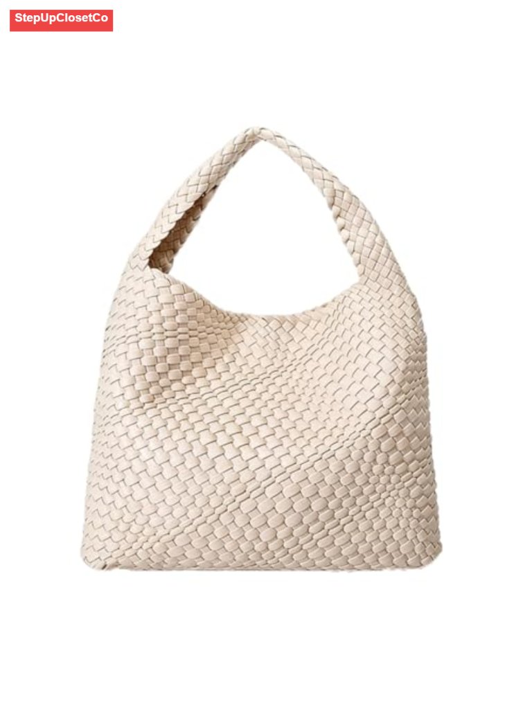 Woven Large Vegan Leather Tote Bag For Women, Travel Handbag, Shoulder Purse